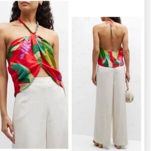 Farm Rio Heliconia Halter Crop Top size Large $135